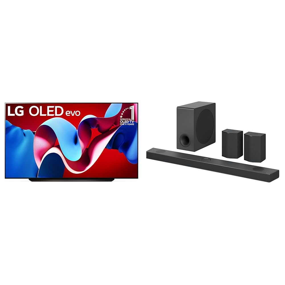 LG 83-Inch Class OLED evo C4 Series Smart TV 4K Processor Flat Screen with Alexa Built-in (OLED83C4PUA, 2024) Sound Bar with Surround Speakers S95QR - 9.1.5 Channel, 810 Watts Output, Black