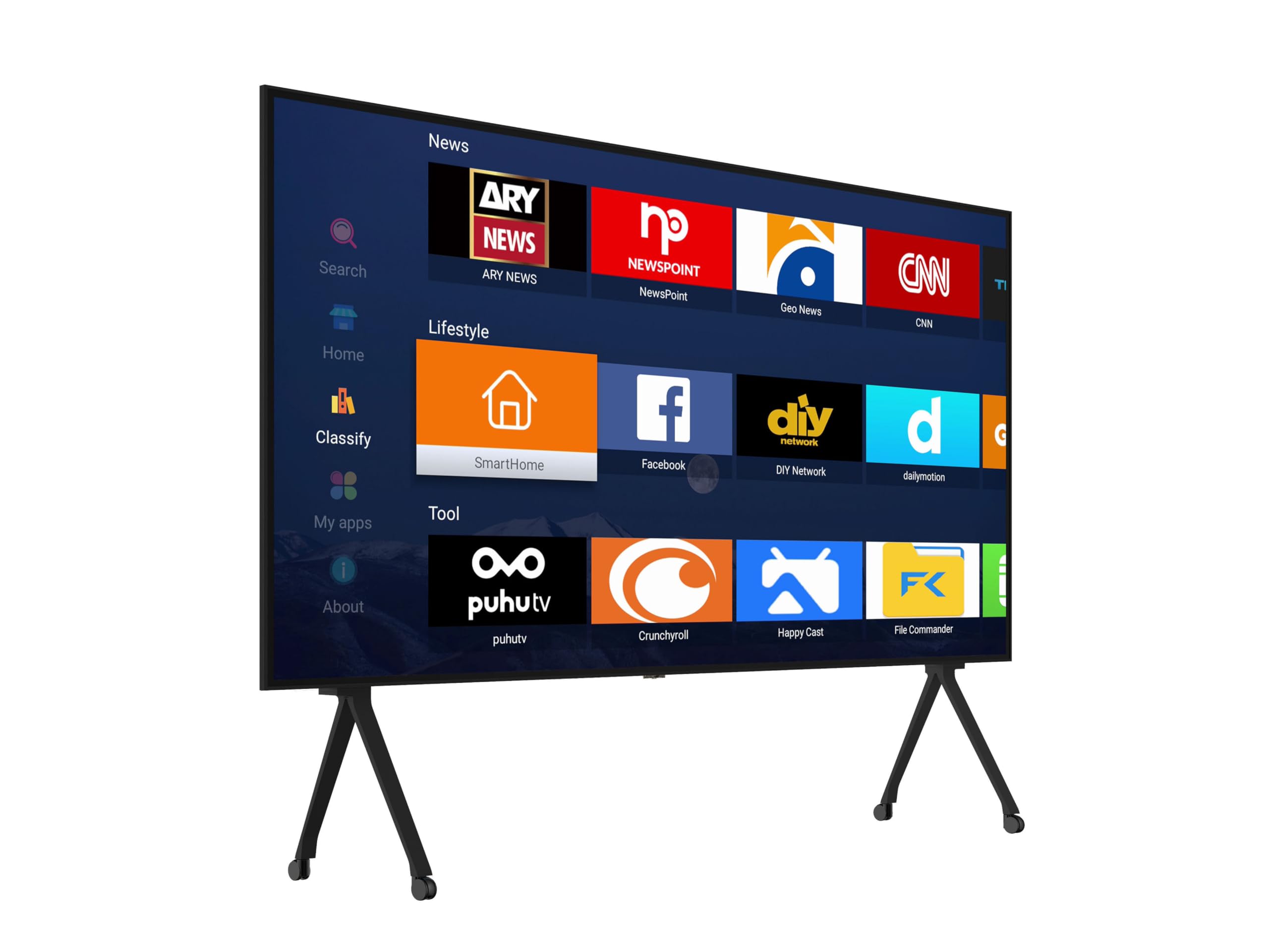 GTUOXIES 110 Inch UHD LED Smart TV, 4K Screen Television with Mount & Stand TS110TV High Resolution LCD Screen 16:9 Indoor Cinema with Anti-Glass WiFi, HDMI, USB Ports
