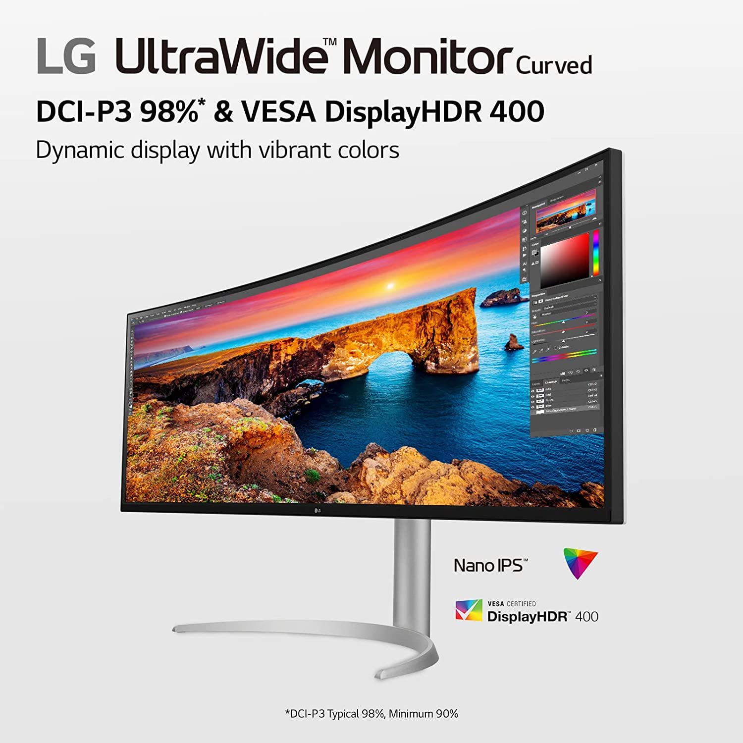 LG 49WQ95C-W 49 Inch 32:9 Curved UltraWide DQHD (5120 x 1440) Nano IPS Monitor, NVIDIA® G-SYNC® Compatible & AMD FreeSync™ Premium Pro, HDMI 2.1 & USB Type-C (90W PD), Tilt/Height/Swivel Adjustable